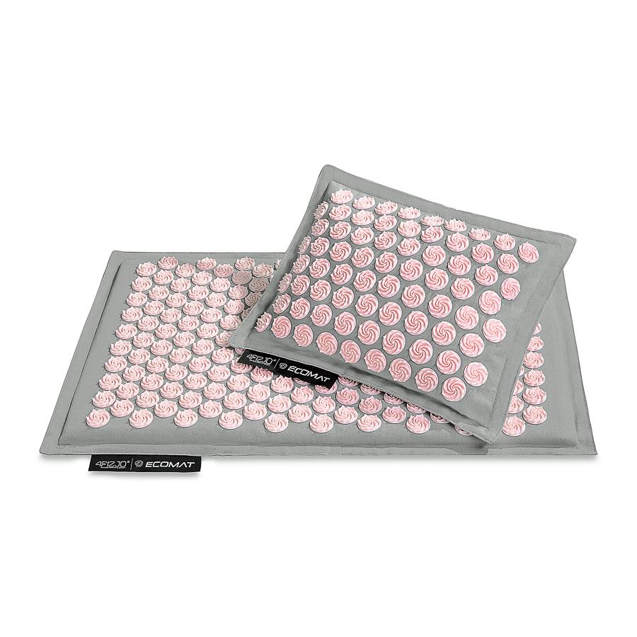 Килимок акупунктурний 4FIZJO Eco Mat Аплікатор Кузнєцова з подушкою 68х42 см Grey/Pink (4FJ0228) - фото 6