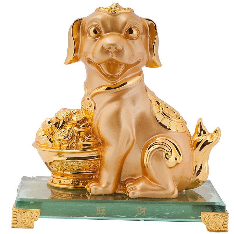 Статуэтка собака гороскоп 17х16х9 см Золотистый (В4922)