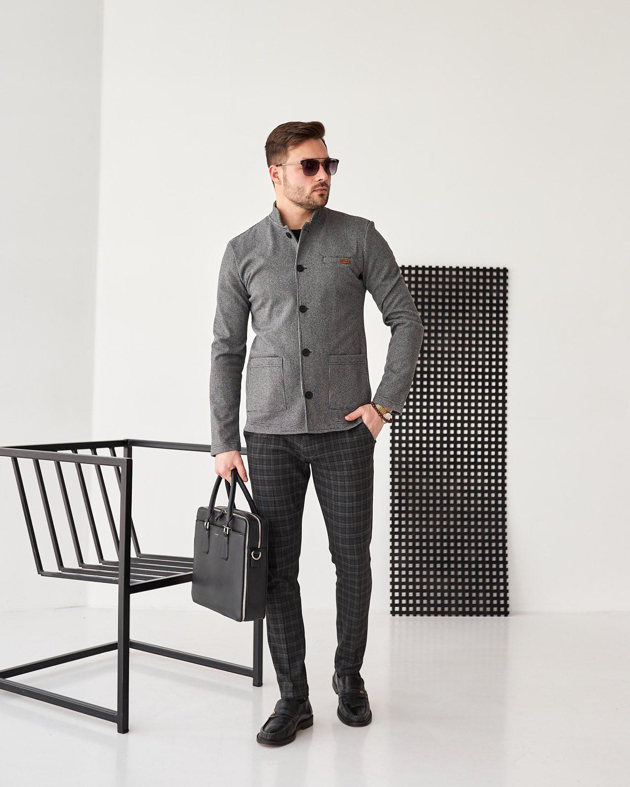 Пиджак-стойка Casual M Серый (2323) Пиджак-стойка Casual M Серый (2323)