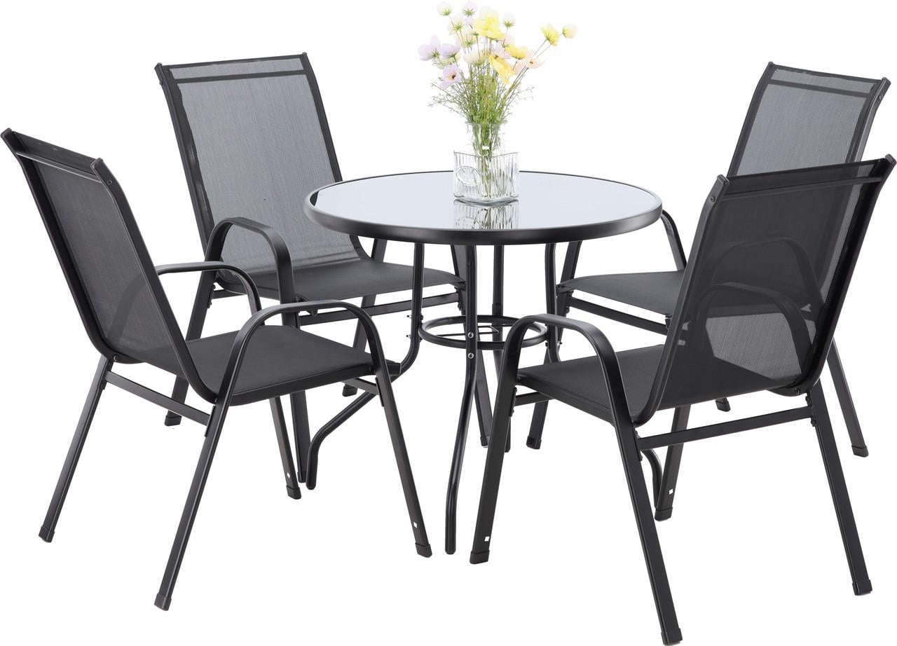 Комплект садовой мебели GardenLine Verona-4 с круглым столом Black
