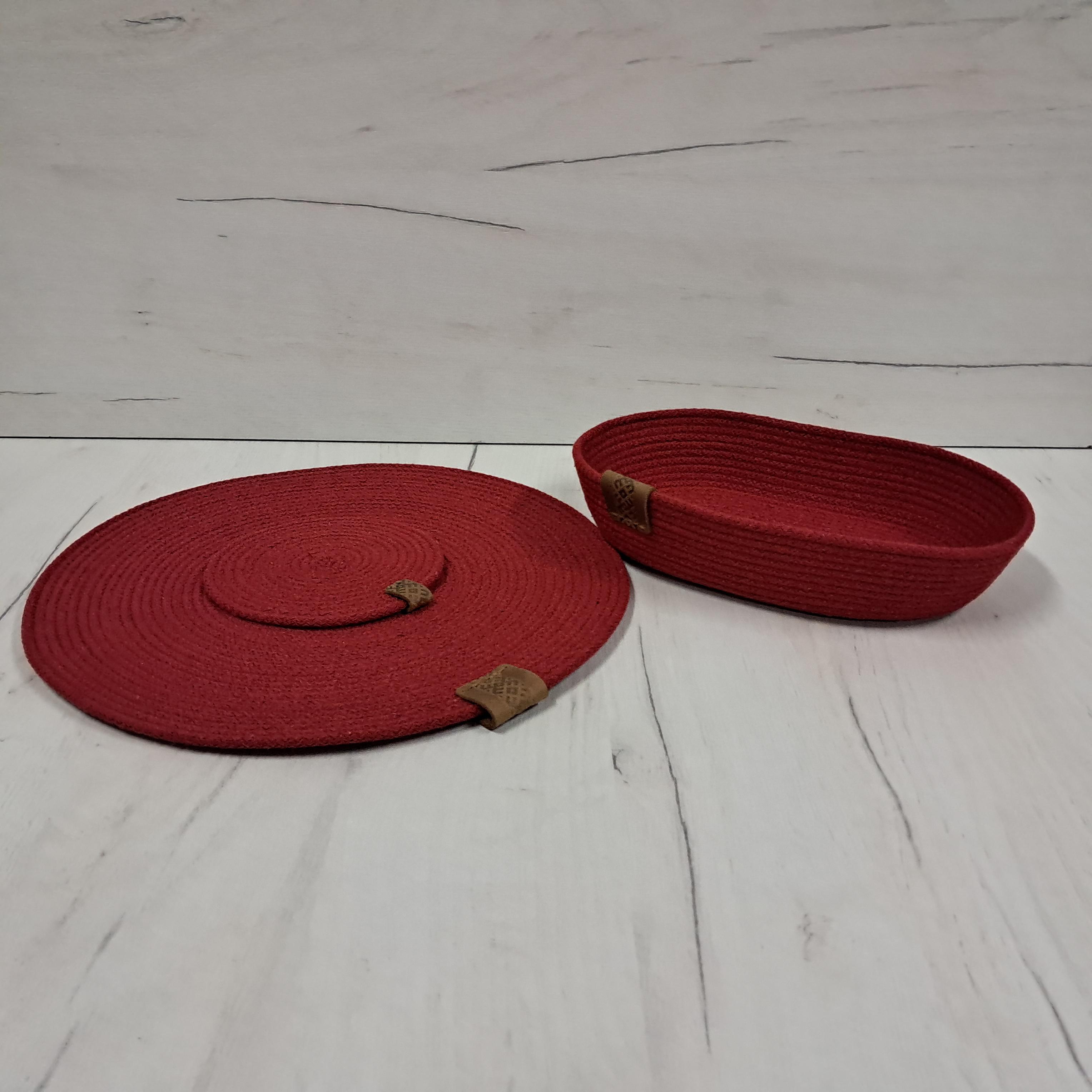 Плейсмат из джута и хлопкового шнура под горячее Красный (24111588) - фото 2