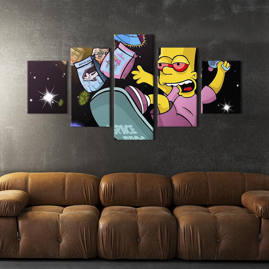 Модульная картина из 5 частей Барт Симпсон в прыжке на скейте 112x54 см (686-52) Модульная картина из 5 частей Барт Симпсон в прыжке на скейте 112x54 см (686-52)