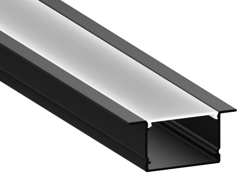 Профиль алюминиевый LEDUA АЛ-54 + рассеиватель для LED ленты врезной 2 м Черный (6475)