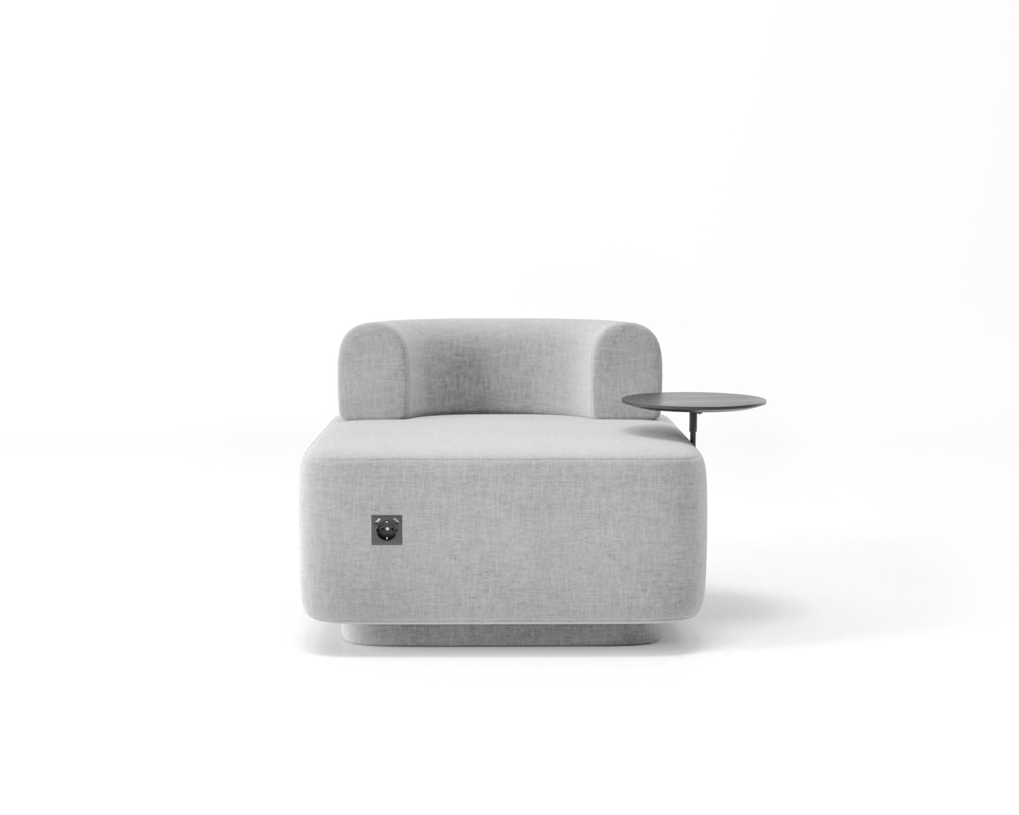 Кресло модульное Plump со столиком и зарядкой USB 80x80x65 см Белый (0021)