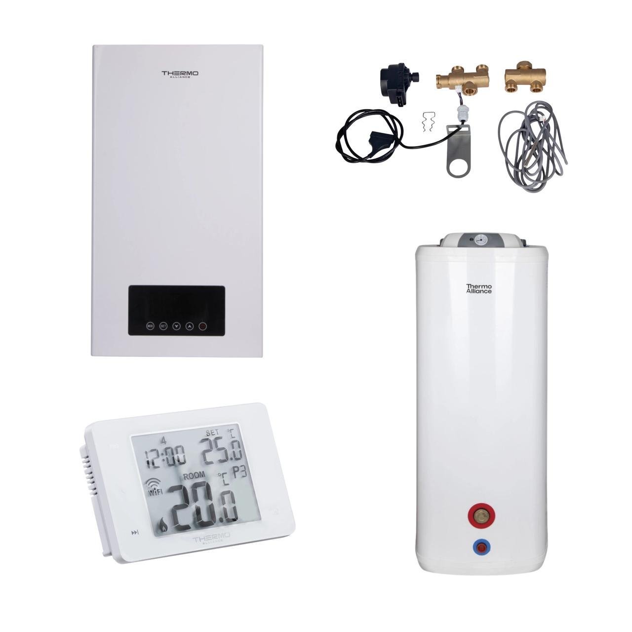 Комплексне рішення для котельні Thermo Alliance електричний котел 12 кВт комплект підключення бойлера комбінований підлоговий (2657693489)