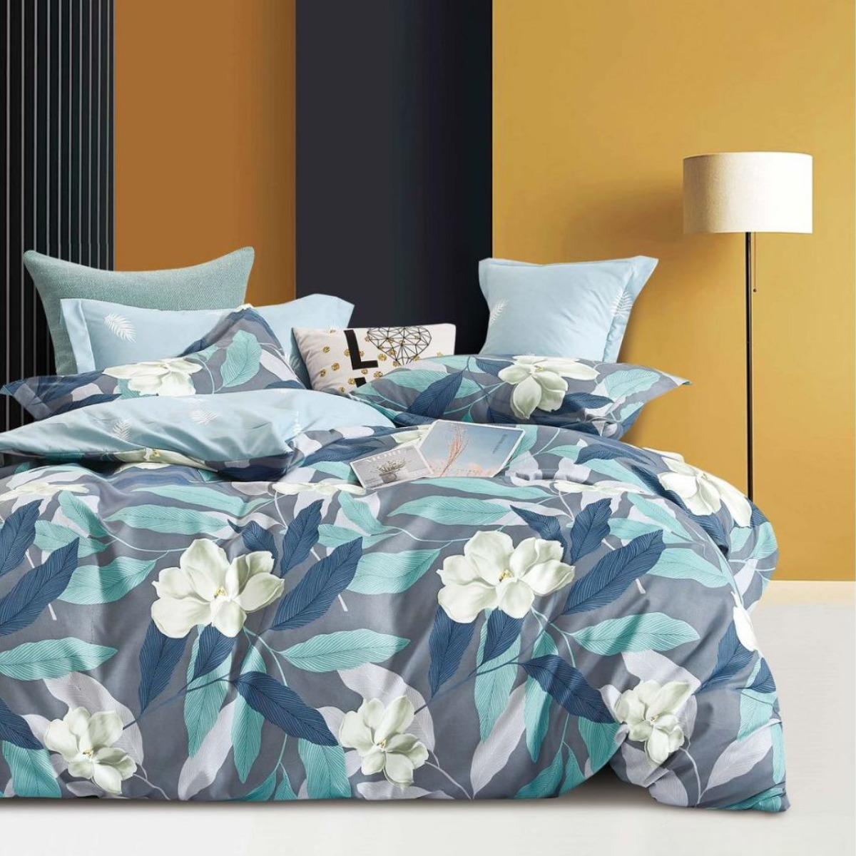 Комплект постільної білизни ZMW Home Textiles фланель полуторний Синьо-блакитний (37462)