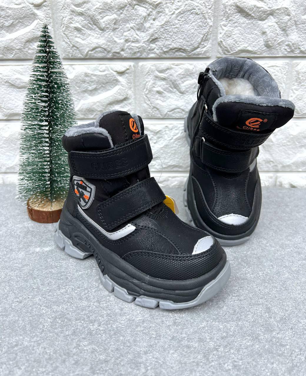Чоботи для хлопчика зимові Clibee 1344 р. 26 17 см Чорний (1344)