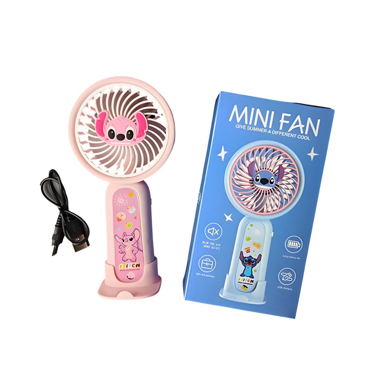 Вентилятор-USB детский портативный Стич Розовый (SD-63)