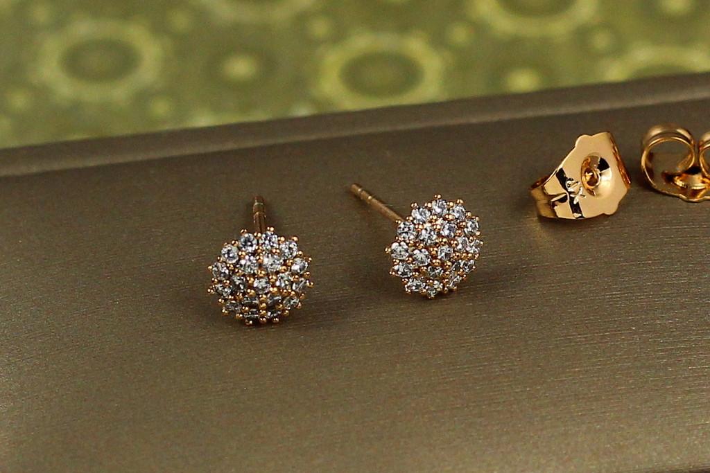 Серьги гвоздики Xuping Jewelry Снежки 7 мм Золотистый (2359619575)