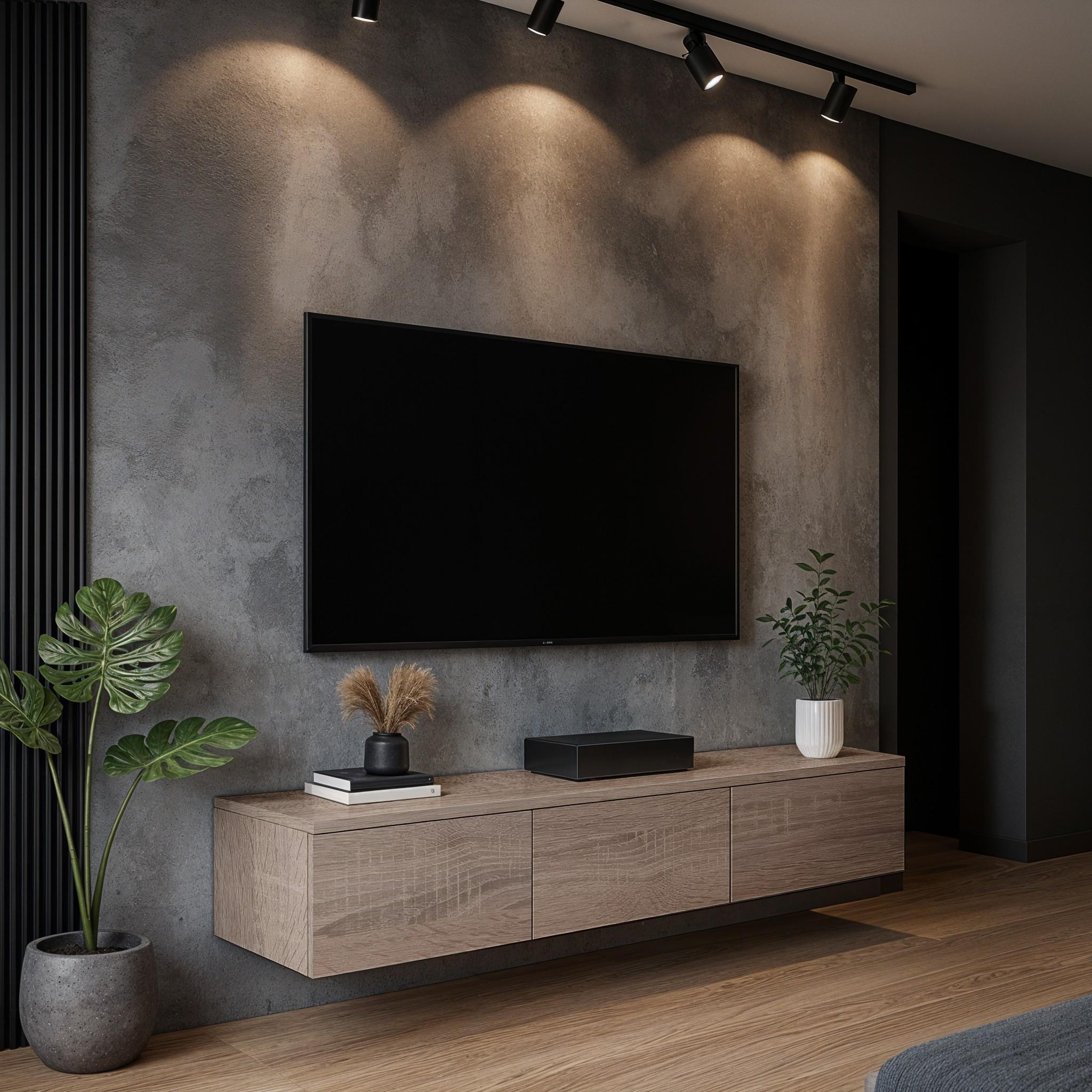 Тумба под телевизор подвесная Трио 1476x276x280 мм Дуб Сонома Трюфель Тумба под телевизор подвесная Трио 1476x276x280 мм Дуб Сонома Трюфель