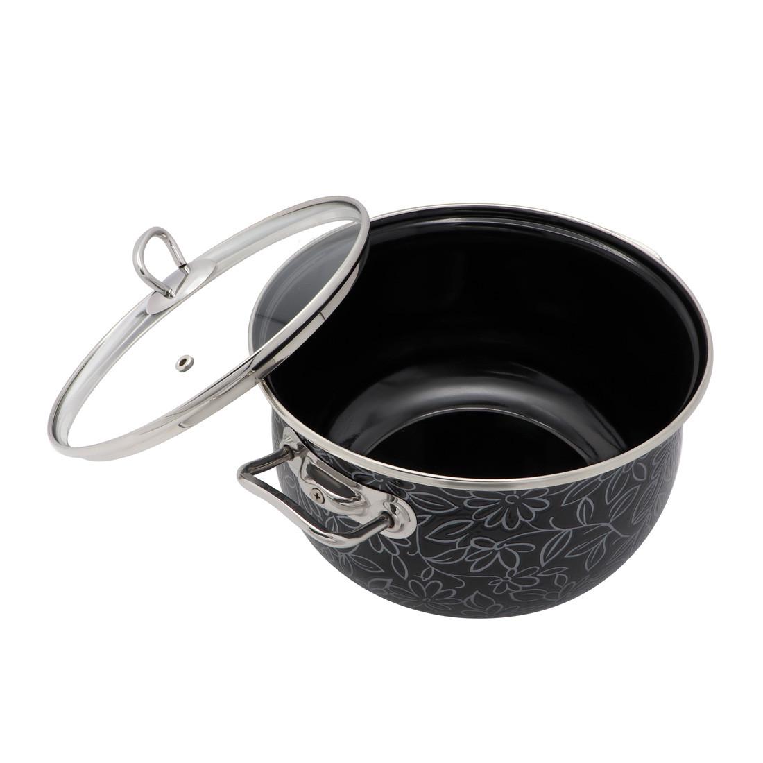 Каструля емальована Ажур 5,1 л Чорний (2598С) - фото 2