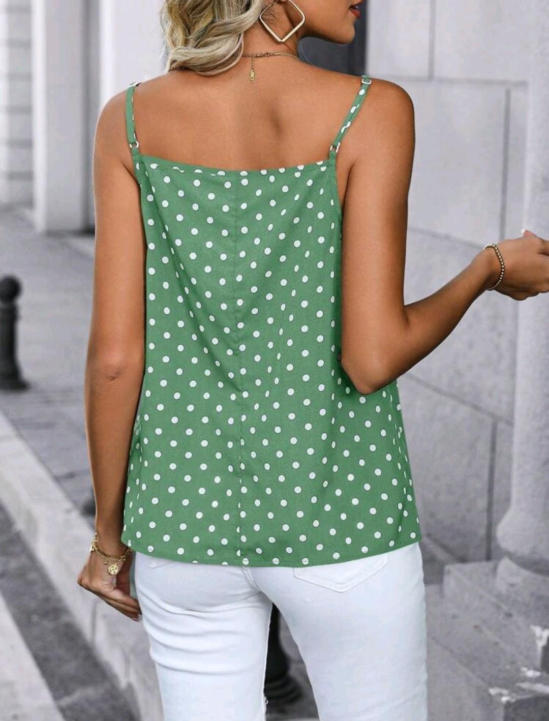 Майка женская TOP Printed S Зеленый в белый горох (27341308) - фото 4 Майка женская TOP Printed S Зеленый в белый горох (27341308) - фото 4