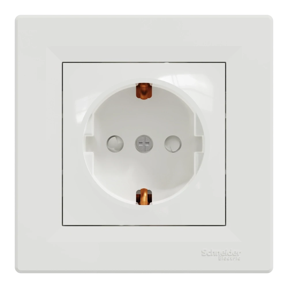 Розетка одинарна із заземленням і шторкою Schneider Electric ASFORA EPH2900221 (2983439034)