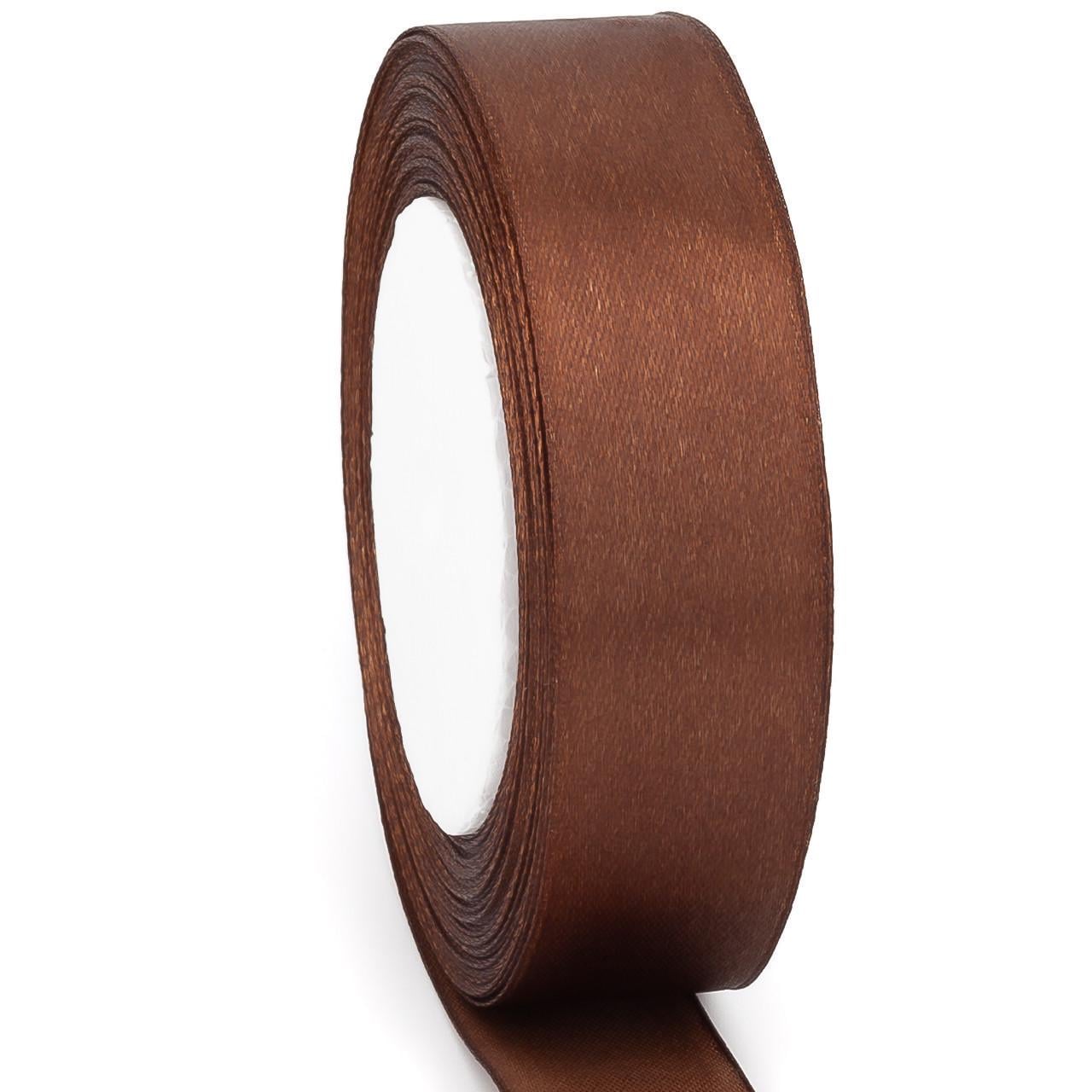 Лента атласная 2,5 см 1 рулон 23 м Коричневый (ЛТ0025а08)