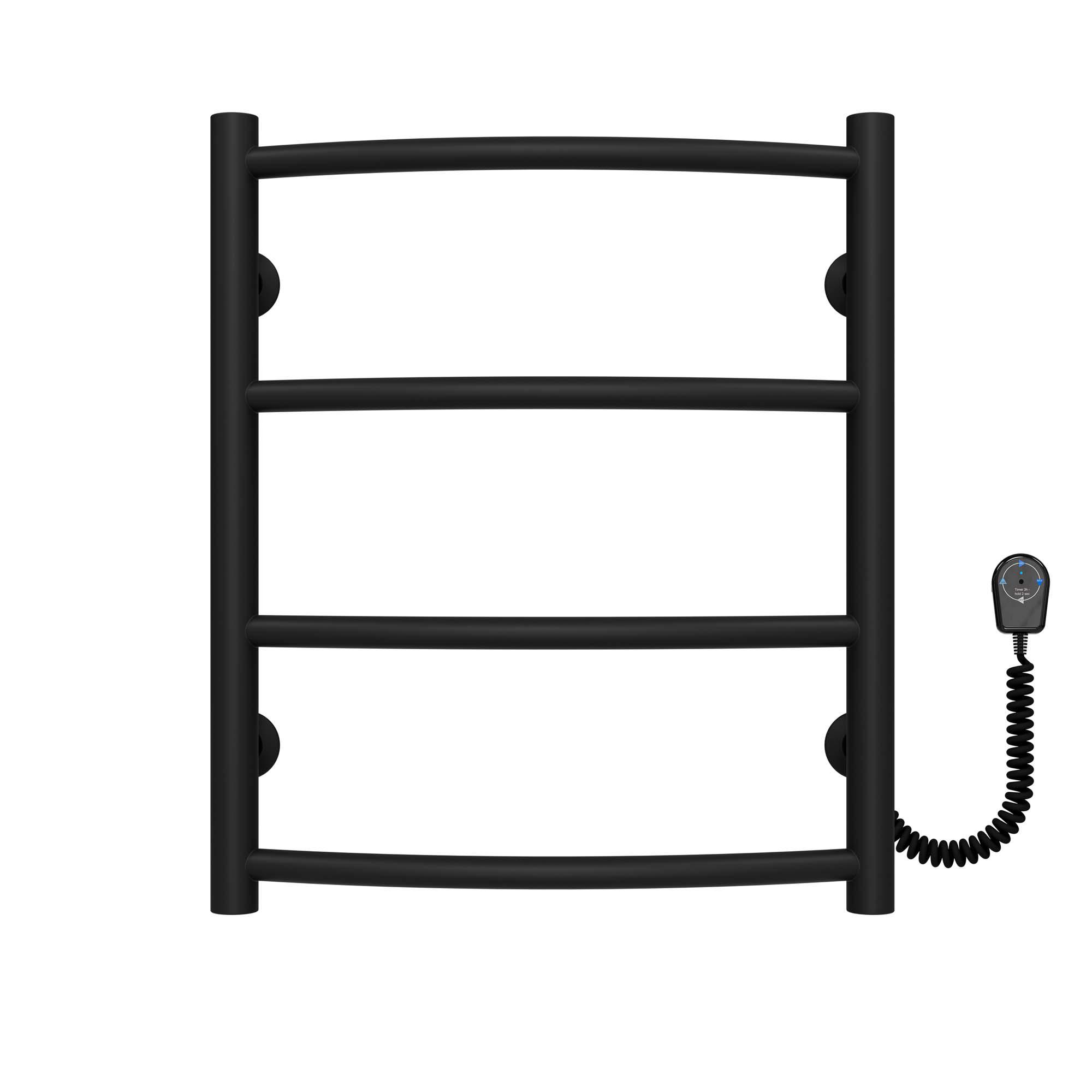 Полотенцесушитель электрический Deffi Классик П4 EF16 правое подключение нержавеющая сталь 400х500 мм Черный (C.DK.50.40.4.E.B.R.5)