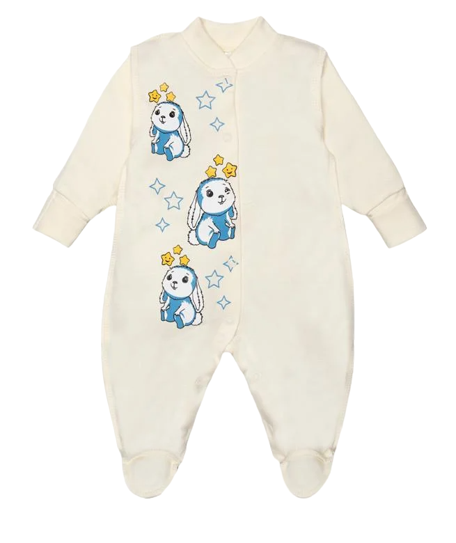 Комбинезон детский хлопковый для мальчика Gabbi КВ-22-2-17 56 см Молочный (13299)