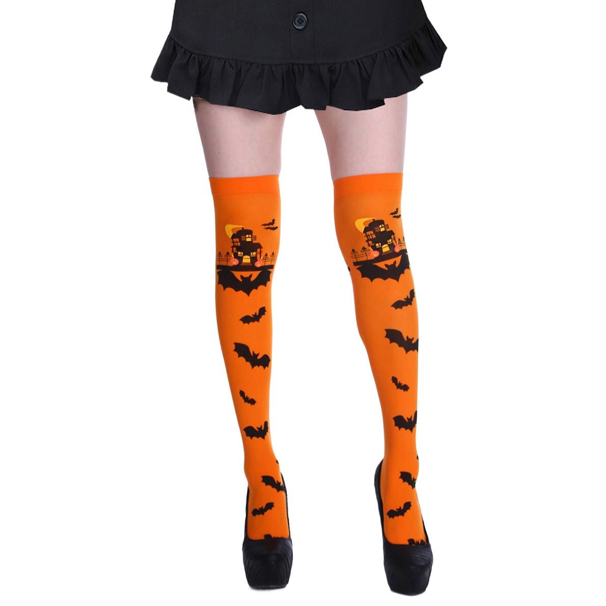 Чулки для Хэллоуина Летучие мыши One size Оранжево-черный (1409447)