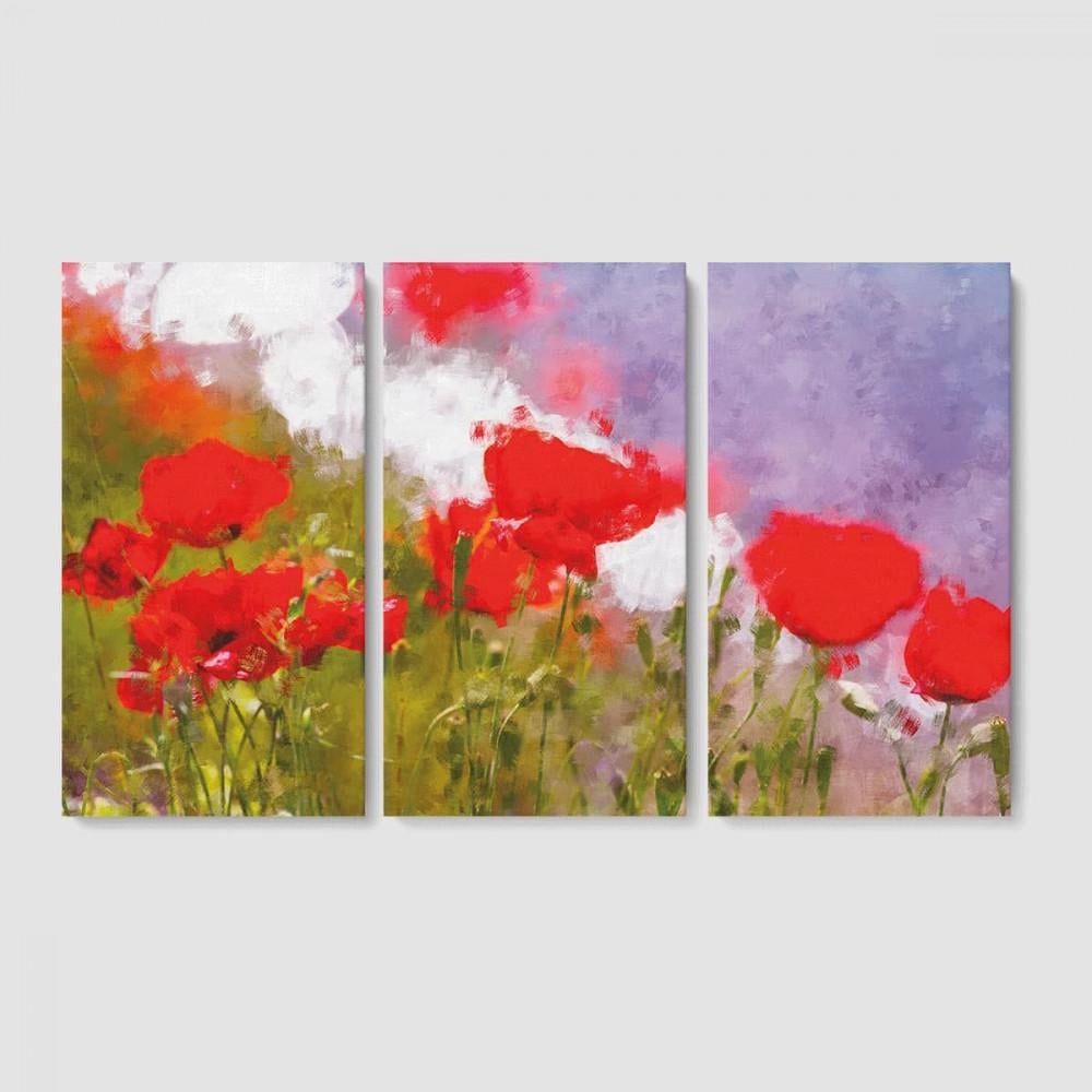 Модульная картина из трех частей Malevich Store Маковое поле 156x100 см (MK311613)
