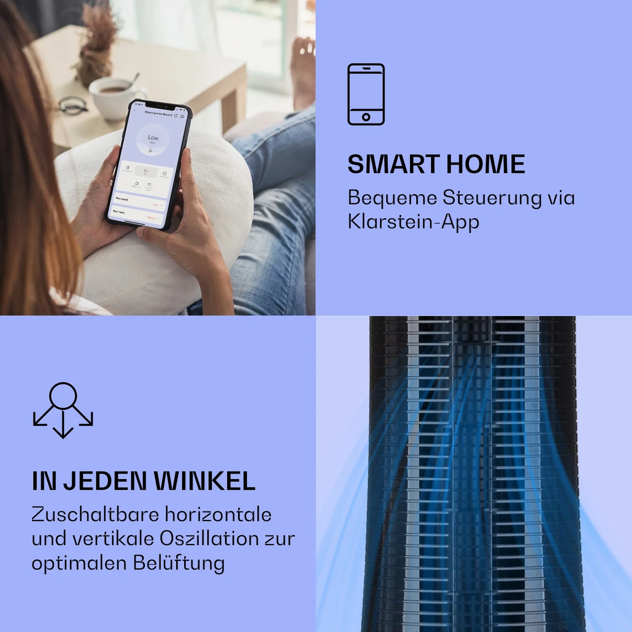 Повітроохолоджувач і вентилятор KLARSTEIN Skyscraper Ice Smart 4в1 (10040205) - фото 3 Повітроохолоджувач і вентилятор KLARSTEIN Skyscraper Ice Smart 4в1 (10040205) - фото 3