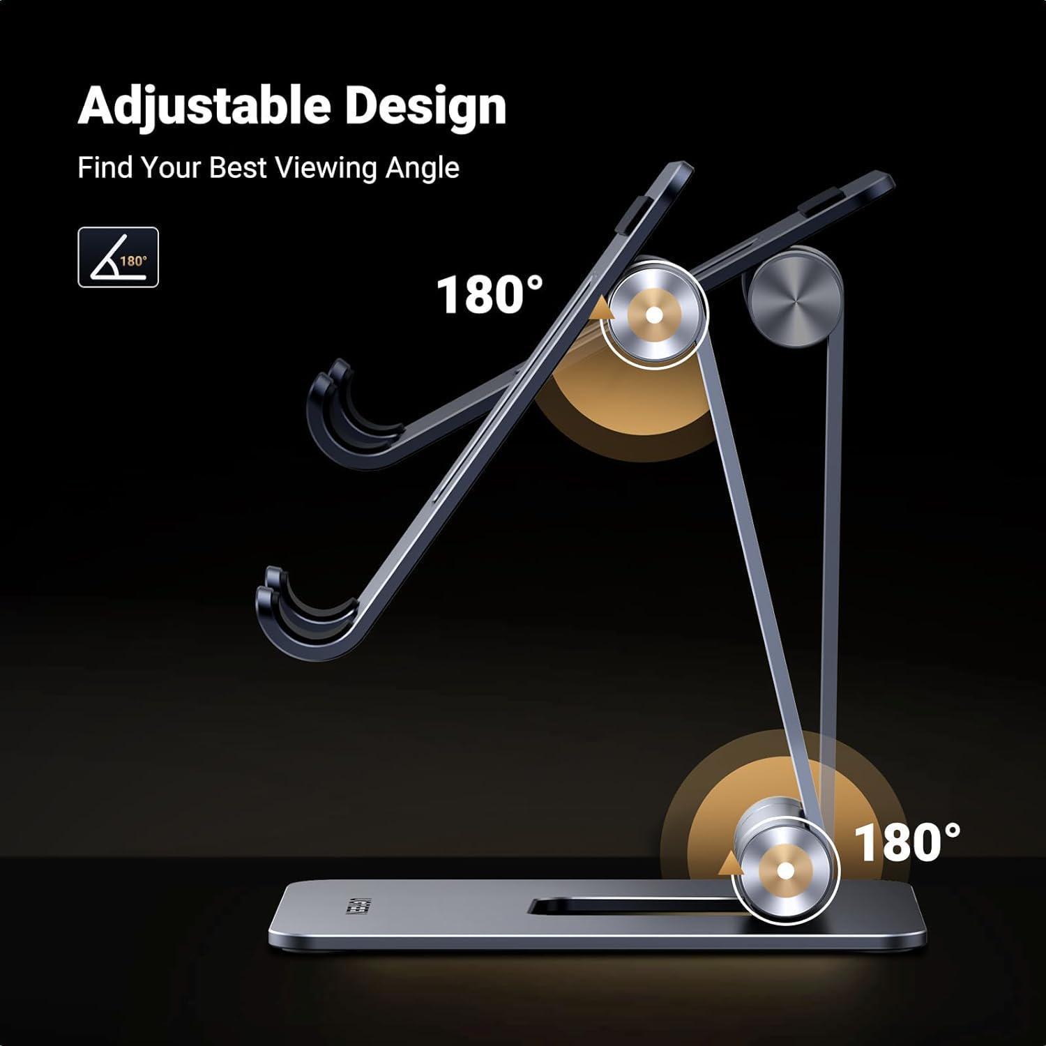 Подставка для телефона/планшета UGREEN настольная металлическая складная алюминиевая Серый (15608) - фото 3