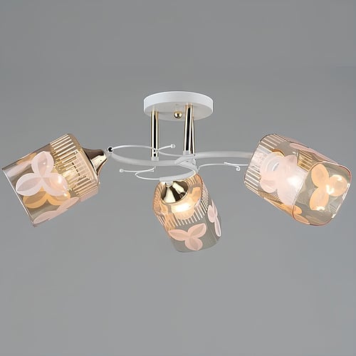 Люстра Svet на три стеклянных плафона под лампу Е27 Бело-золотой (SR-A3843/3 FGD+WT)