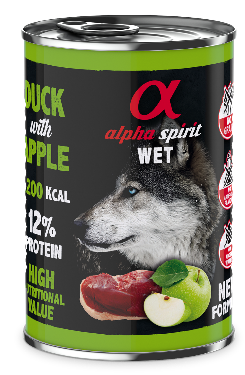 Корм влажный Alpha Spirit Duck with Apple с уткой и зелеными яблоками для взрослых собак 400 г (as969985) - фото 1