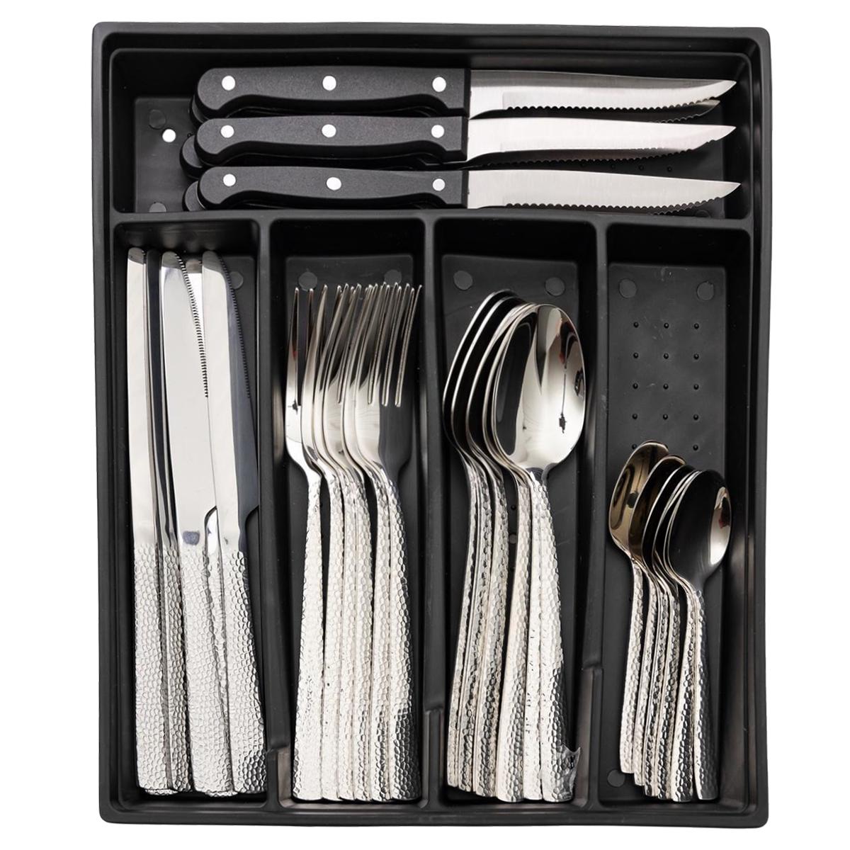 Набор столовых приборов из нержавеющей стали на 6 персон с органайзером Хром (HP-20-27)