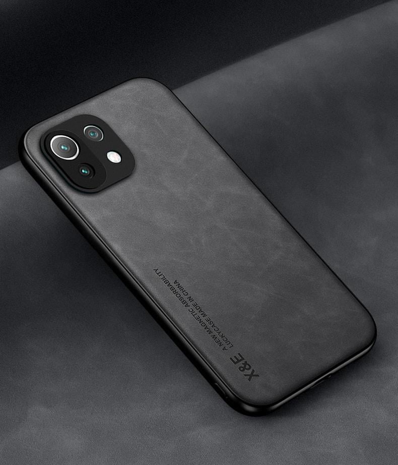 Кожаный чехол XnE Xiaomi Mi 11 Lite с металлической вставкой Black (34263-2B)