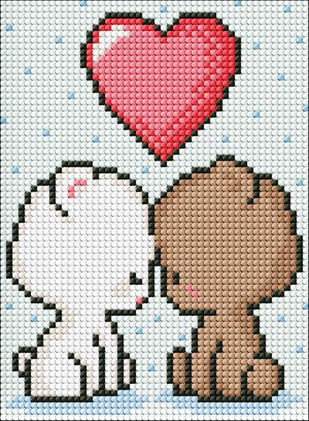 Алмазная мозаика Идейка Влюбленные мишки с голограммными стразами AB 15х20 см (Id-AMM1012)