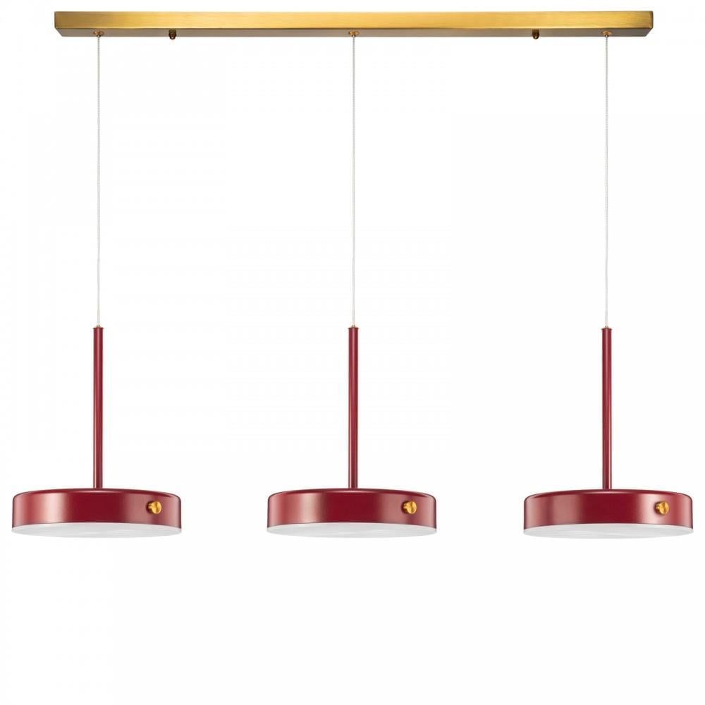 Світильник підвісний BUTTON-3 LED на планці Red - фото 1 Світильник підвісний BUTTON-3 LED на планці Red - фото 1