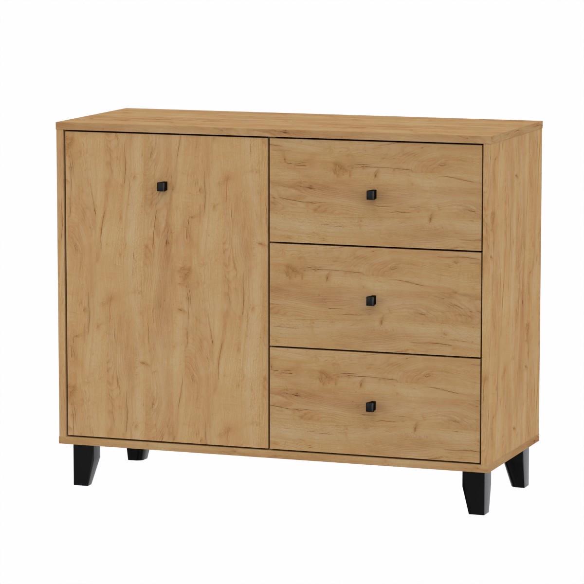 Комод Компанит с ящиками и дверцей 100х40х82 см Дуб крафт золотой (26932684) - фото 1 Комод Компанит с ящиками и дверцей 100х40х82 см Дуб крафт золотой (26932684) - фото 1