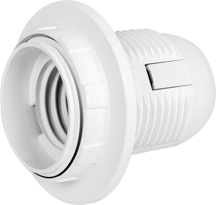 Патрон с гайкой E.NEXT e.lamp socket with nut.E27.pl.white Е27 пластик Белый (s9100016)