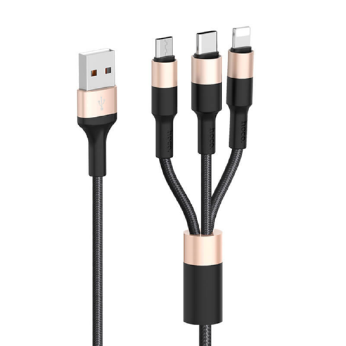 Кабель Hoco Combo Micro USB/Lightning/Type-C Xpress X26 1 м 2A Black/Gold