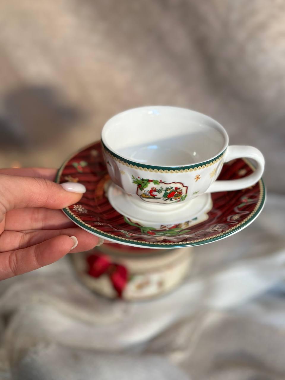 Чашка новогодняя Magic Christmas фарфоровая с блюдцем в подарочной упаковке 120 мл 13 см (R33354) - фото 5