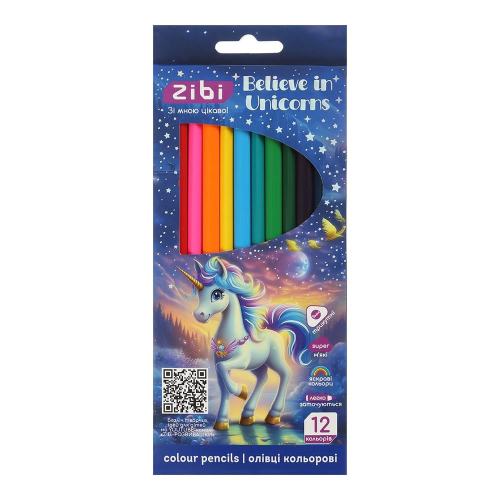 Олівці кольорові ZiBi Kids Line Unicorn трикутний корпус 12 кольорів (MTT-201079)