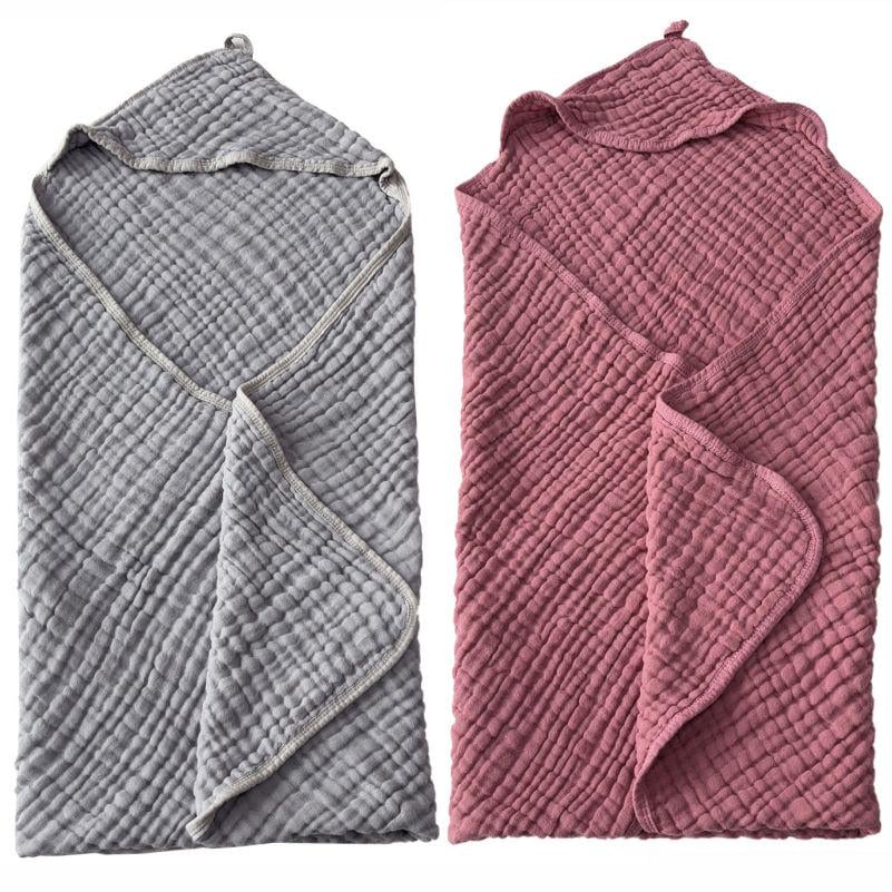 Набор полотенец детских Lovely Svi органический хлопок/муслин 6-слойный 2 шт. 80x80 см от 0 до 2 лет Серый/Розовый