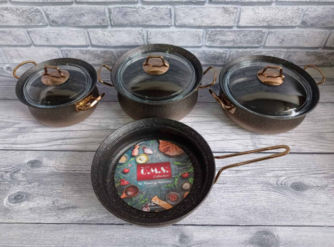 Набір посуду OMS з антипригарним покриттям для індукціі 7 предметів Bronze (3044-ind-bronze) - фото 5 Набір посуду OMS з антипригарним покриттям для індукціі 7 предметів Bronze (3044-ind-bronze) - фото 5