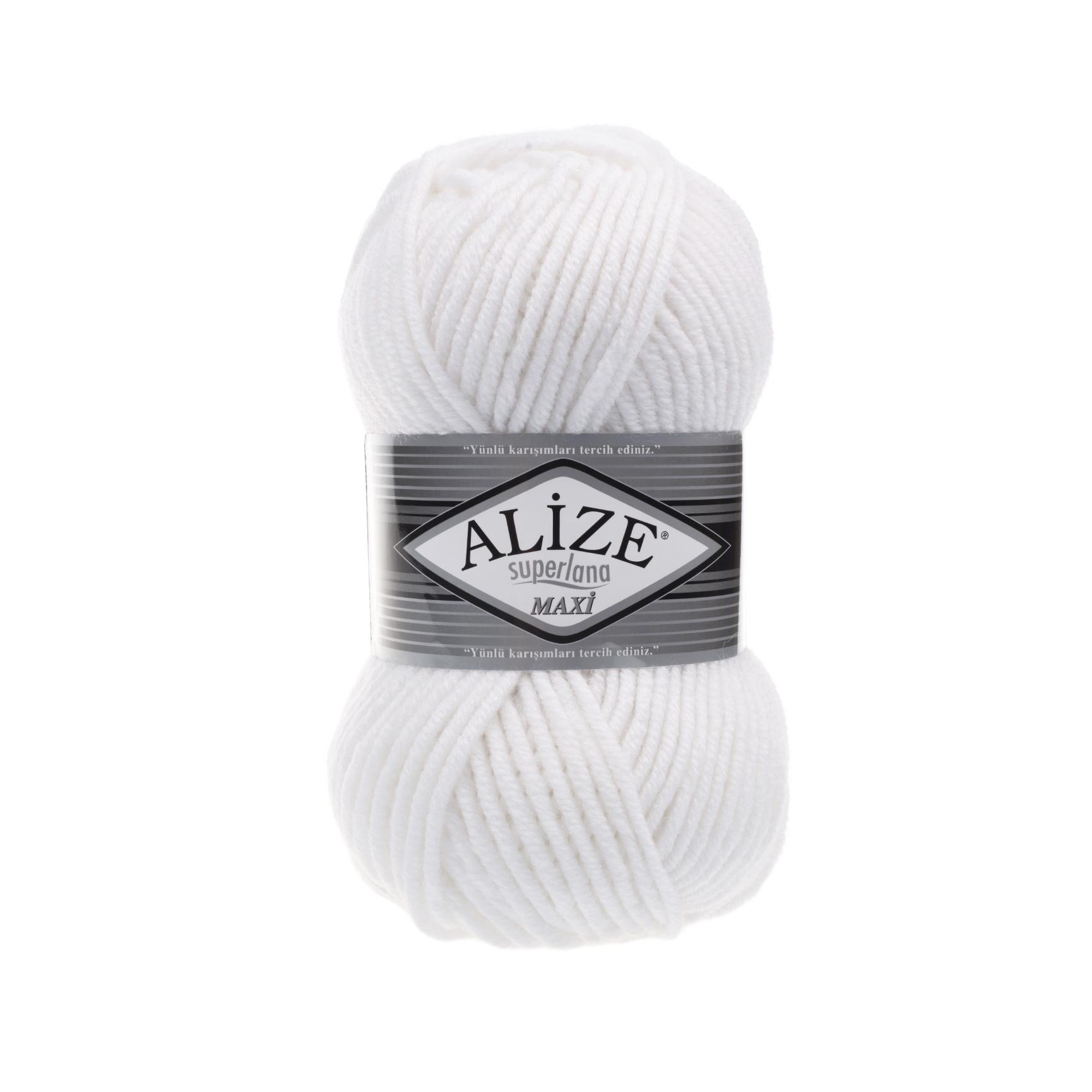 Пряжа Alize Superlana Maxi 55 Белый (6529)