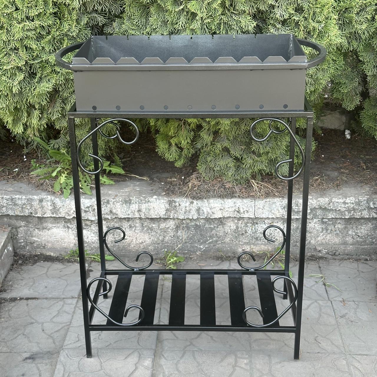 Мангал Mzavod Гефест на 9 шампурів 4мм на дровниці