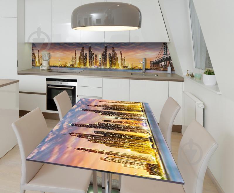 Наклейка 3Д виниловая на стол Zatarga «Сан-Франциско в огнях» 650х1200 мм для домов, квартир, столов, кофейн Наклейка 3Д виниловая на стол Zatarga «Сан-Франциско в огнях» 650х1200 мм для домов, квартир, столов, кофейн