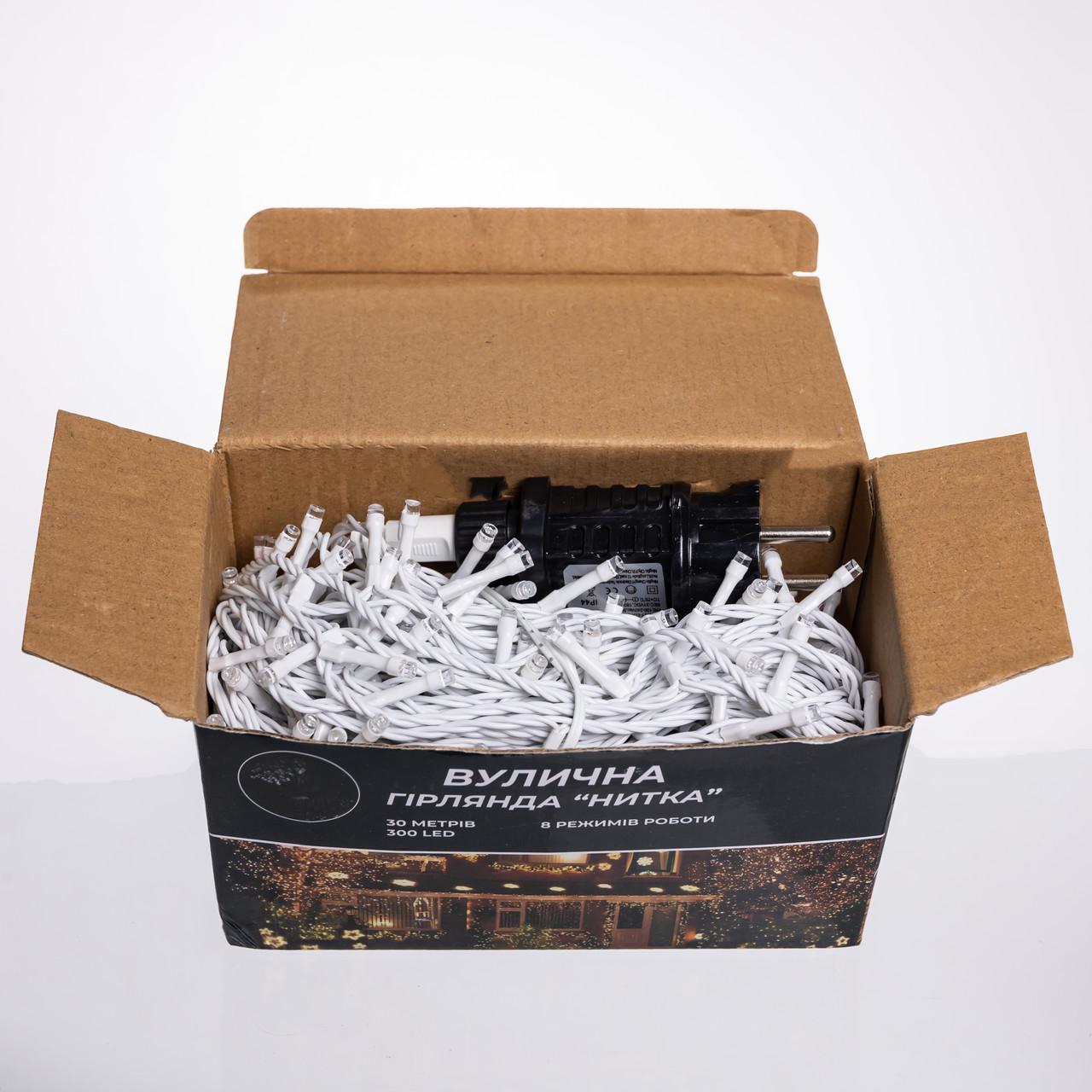 Гірлянда Нитка вулична 300 LED 30 м від мережі Білий/Синій (CF300L30MWBL) - фото 4