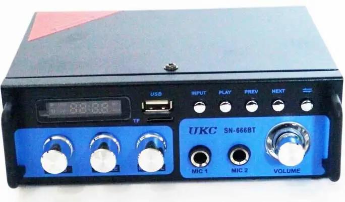 Усилитель мощности звука Bluetooth/Караоке FM/USB/SD-карта 2х300W UKC SN-666BT (20653787) - фото 2