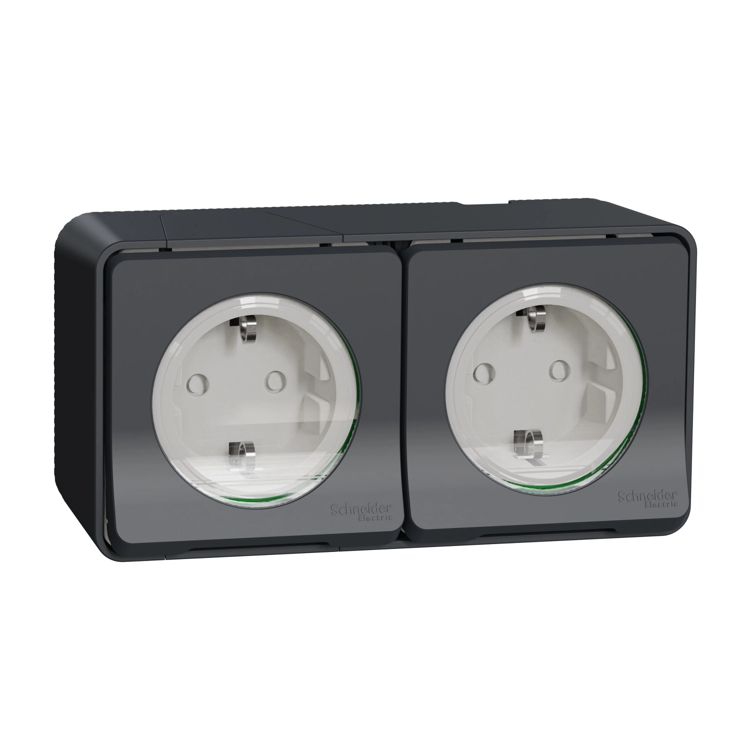 Розетка двойная Schneider Electric Mureva Styl с заземлением и защитными шторками IP55 Черный (MUR36029)