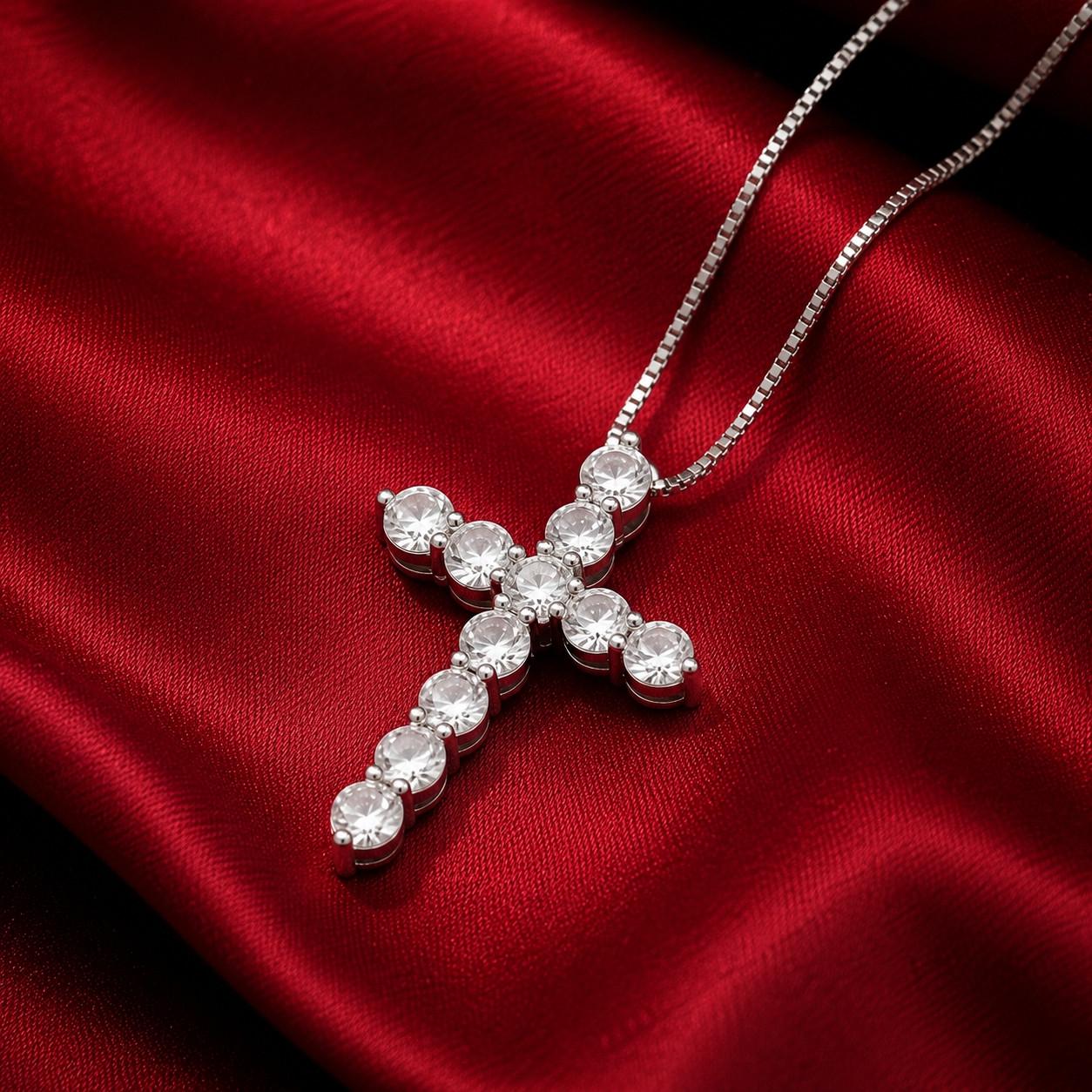 Підвіска жіноча хрест зі стразами Cross Сріблястий (808269995)