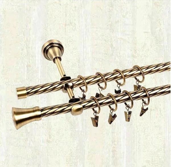 Карниз металевий Orvit Люксор кручена дворядний 25/19 мм 200 см Антик (2232421713)