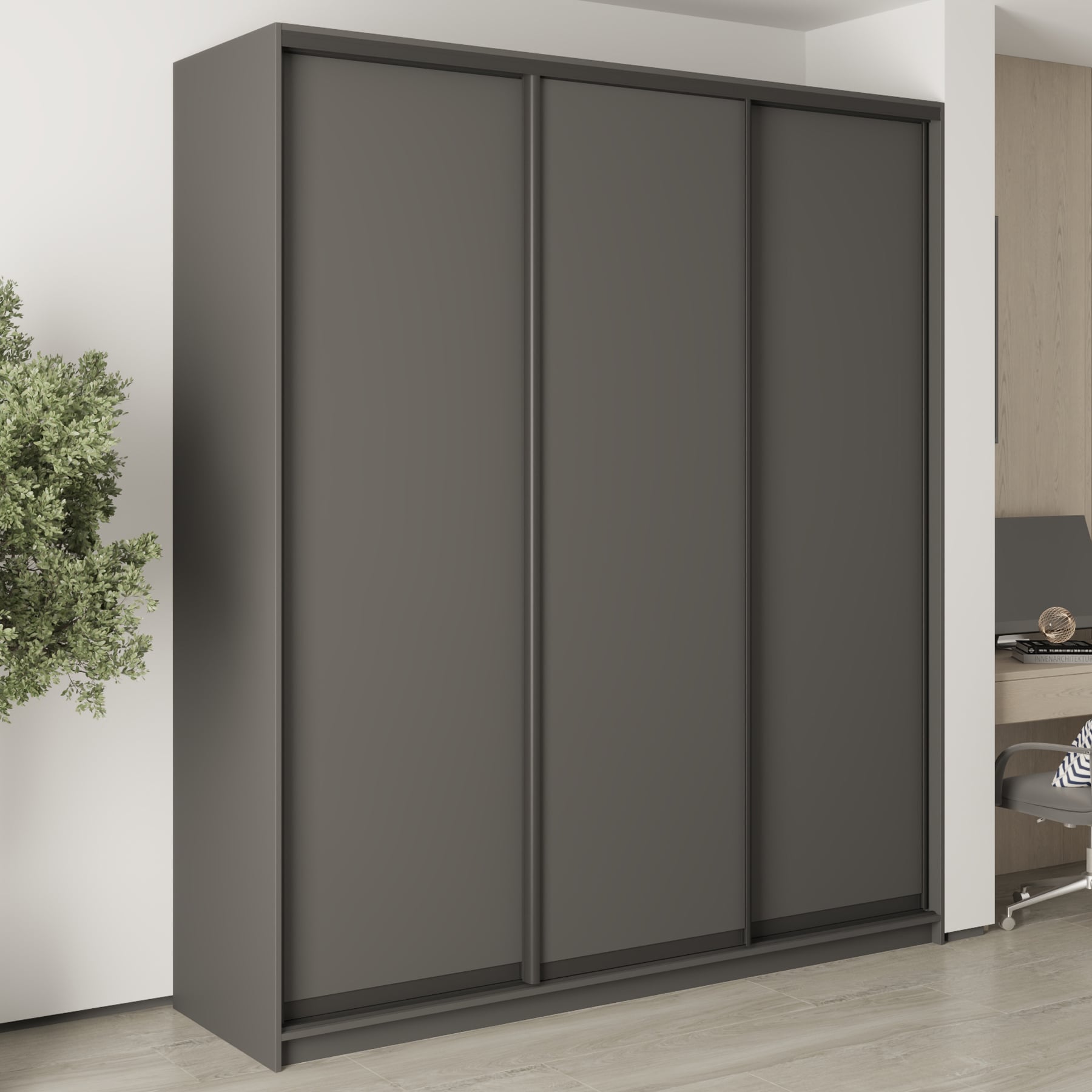 Шкаф-купе трехдверный Mebel Star Стандарт BG MBS-8559 210х45х240 см Антрацит (1007970) - фото 1