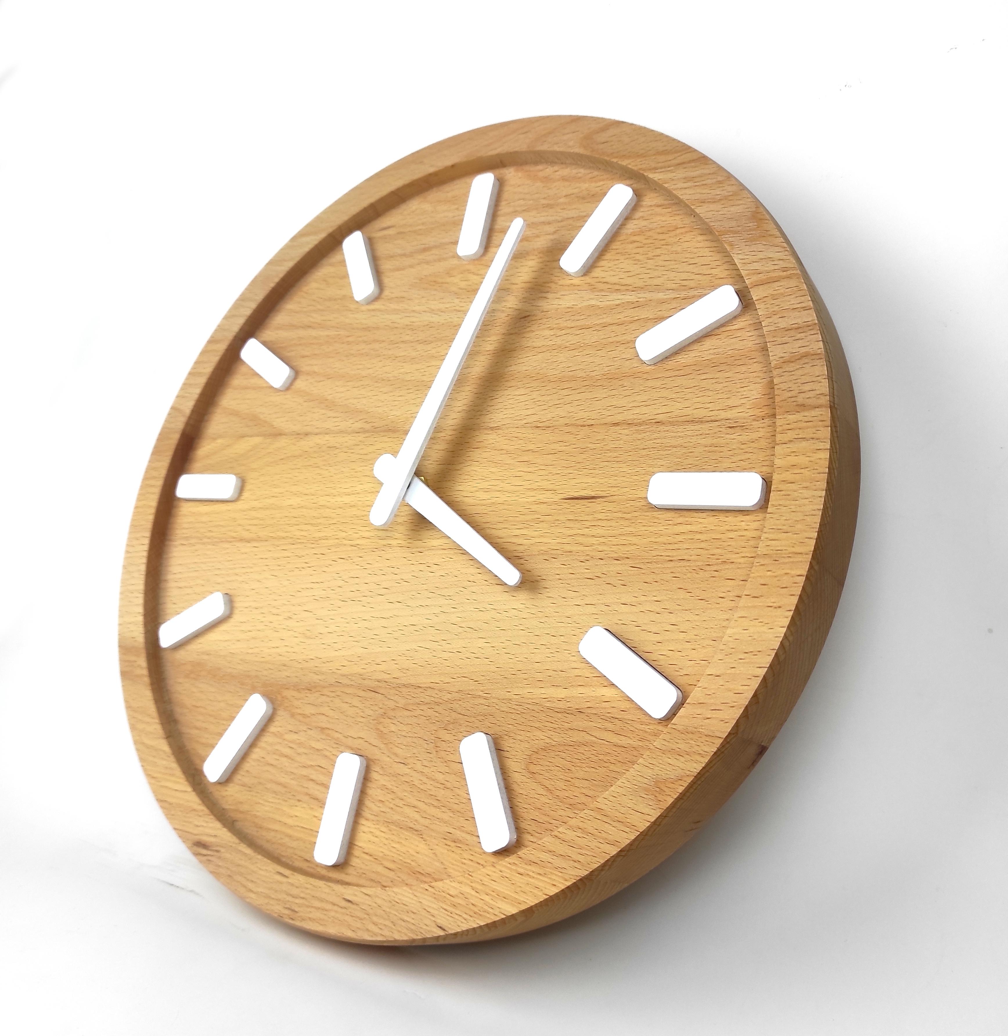 Часы настенные из натурального дерева Wooden круглые с подставкой 31 см (01009)