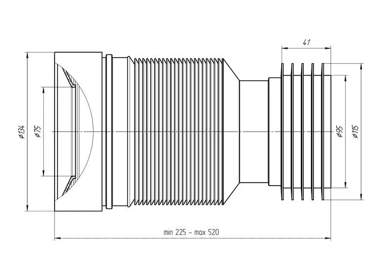 Удлинитель гибкий для унитаза Ani Plast K828R 110 мм 230-530 мм (SQ-1013870) - фото 2