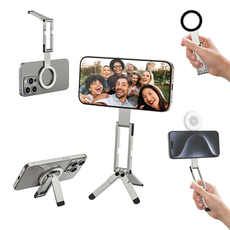 Держатель телефона Ulanzi MA60 Foldable Magnetic Phone Tripod Silver (19750)