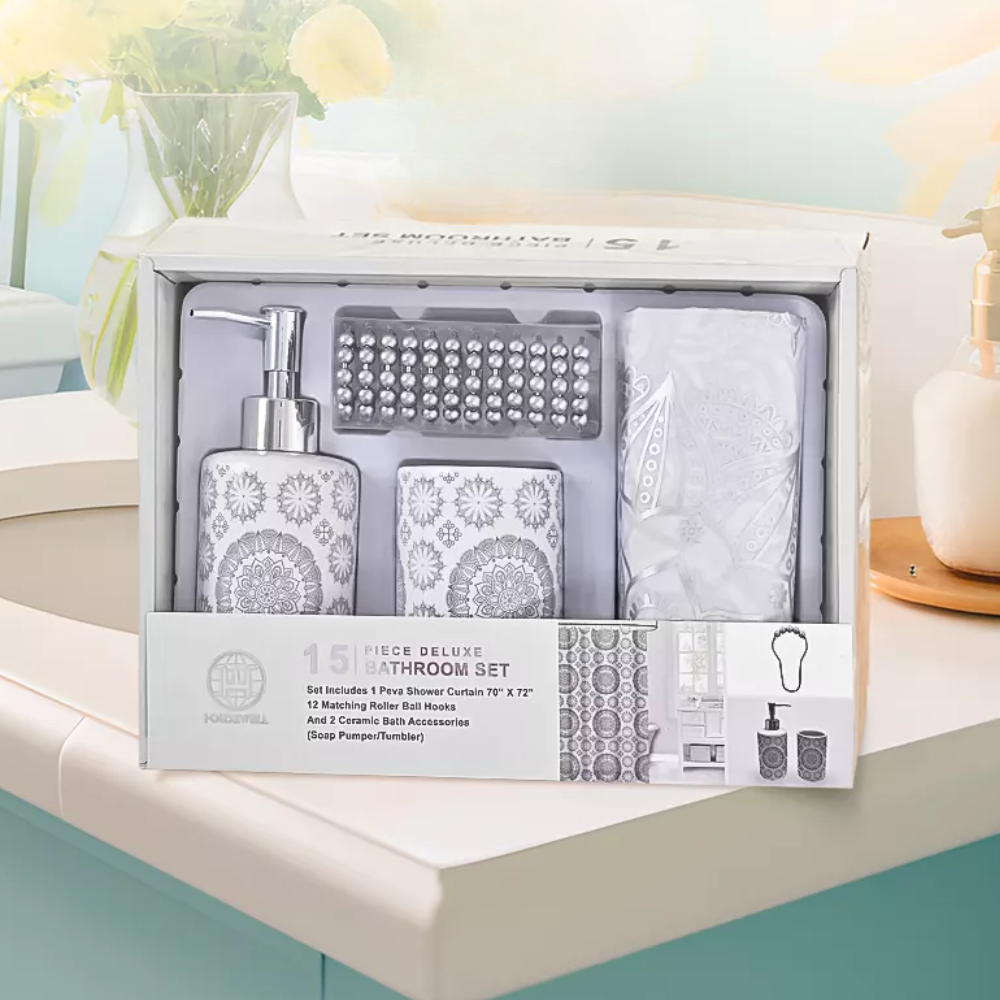 Набор аксессуаров для ванны и душа комплект принадлежностей шторка/стакан для щеток/дозатор для мыла Набор аксессуаров для ванны и душа комплект принадлежностей шторка/стакан для щеток/дозатор для мыла